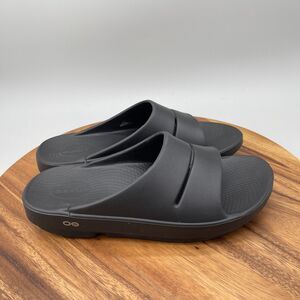 OOFOS OOahh Sandals Mens Size 10 Black Recovery Slides Slip On Comfort Casual